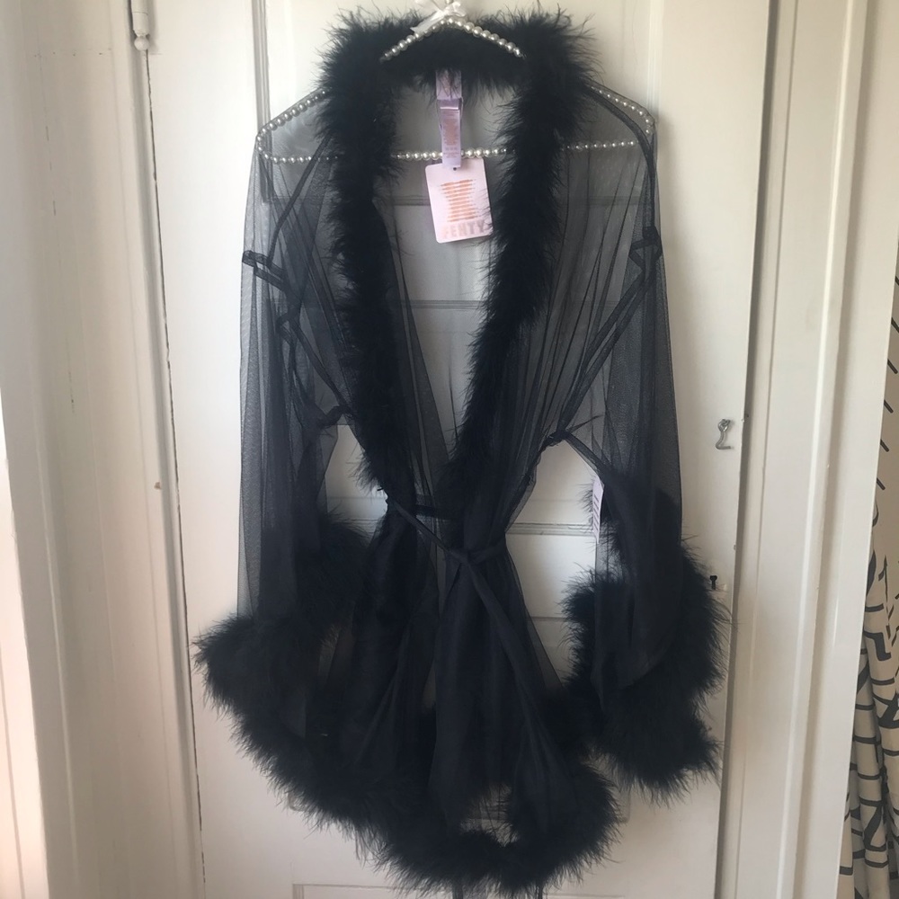 Sheer Marabou Short Robe by SavageX FENTY …